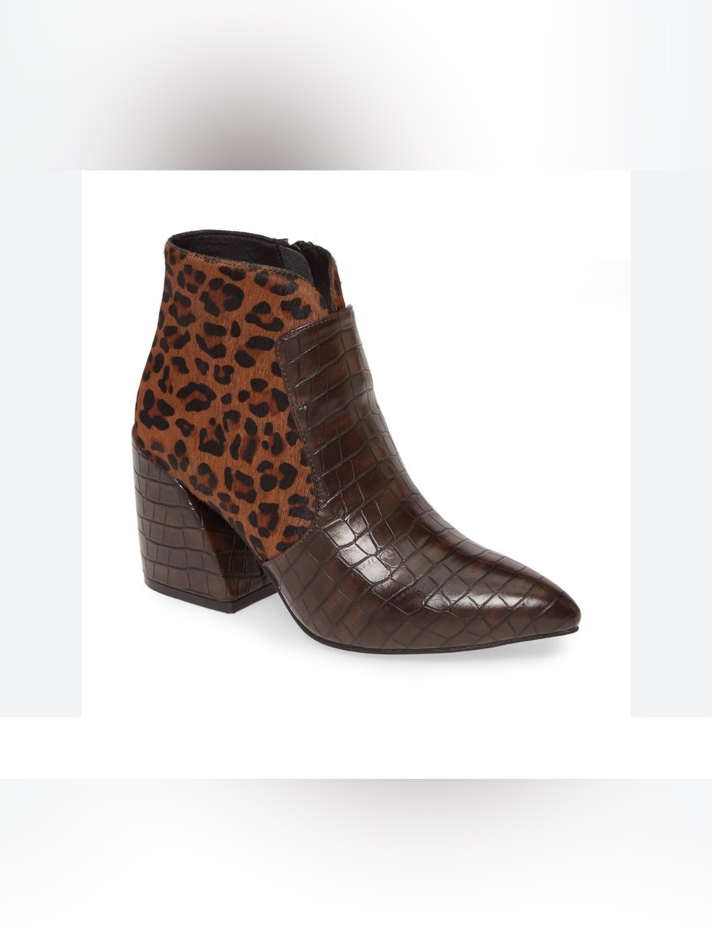 Jeffrey Campbell Bentlee Brown Calf Hair Croc Embossed Ankle Boots 8.5 $210